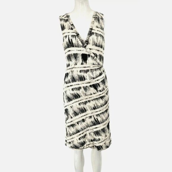 Anthropologie Dresses & Skirts - Anthropologie Deletta Dress Small Black White Striped abstract Jersey Stretch S